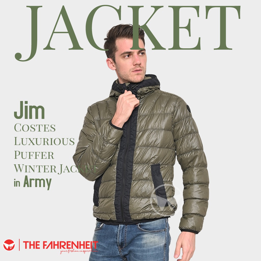 The-Fahrenheit Jim Luxurious Puffer Winter Jacket - Army
