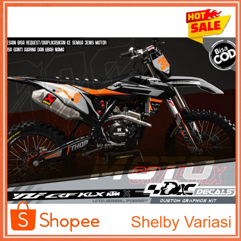 sticker decal KTM, klx dll hitam orange