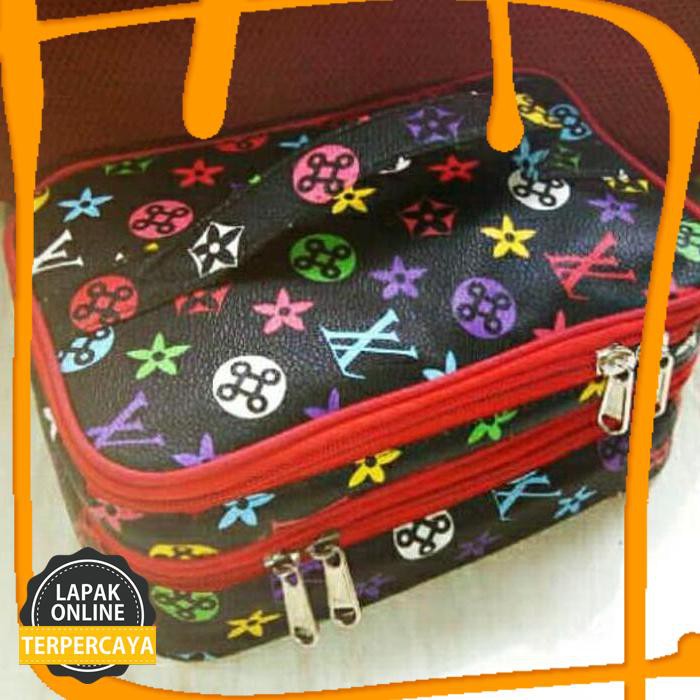 Big Sale Wso Lv Black Multicolor (Woman Stuff Organizer) Tas Kosmetik 2 Susun Jaminan Mutu