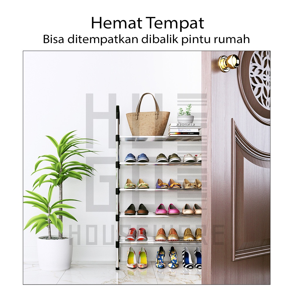 Rak Sepatu Portable Serbaguna 4 dan 5 Tingkat Tempat Sepatu Sandal HUGO