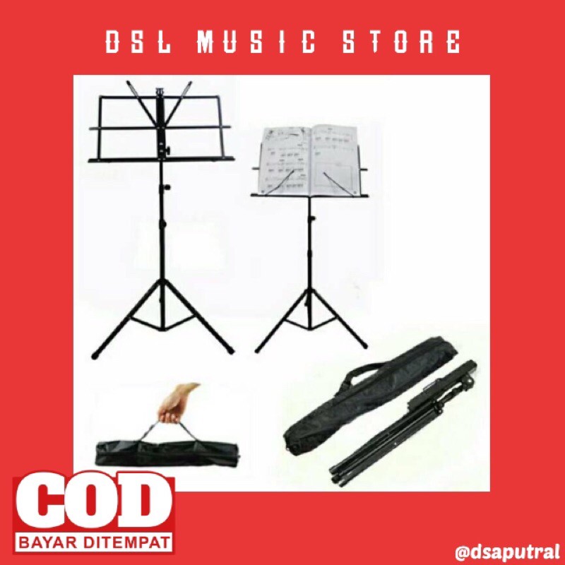 {Bisa COD} Stand book musik stand music stand lipat dudukan buku tempat buku lipat