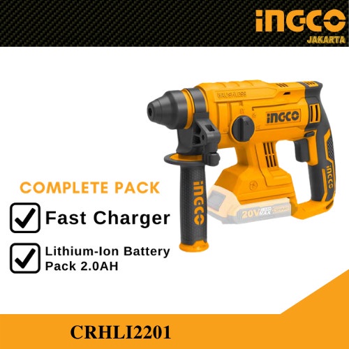 ROTARY HAMMER CORDLESS 20V PACK 2.0AH / BOBOK BOR INGCO CRHLI2201