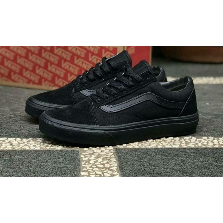 Vans Old Skool full black / sepatu sekolah / sepatu casual / sepatu skate / vans hitam polos