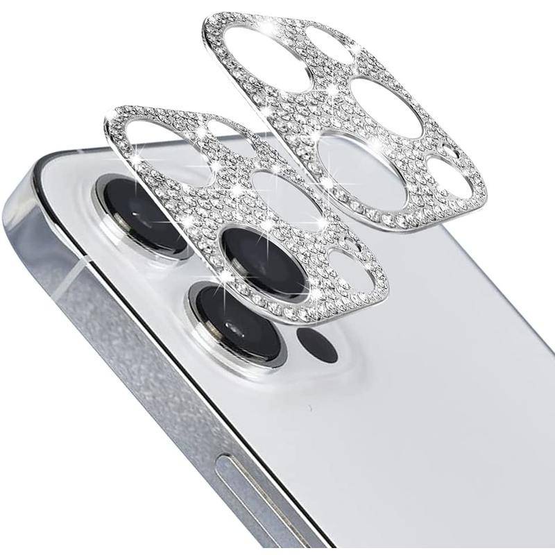 Case Pelindung Lensa Kamera Belakang 3D Aksen Berlian Bling Untuk iPhone 13 12 11 Pro MAX Mini