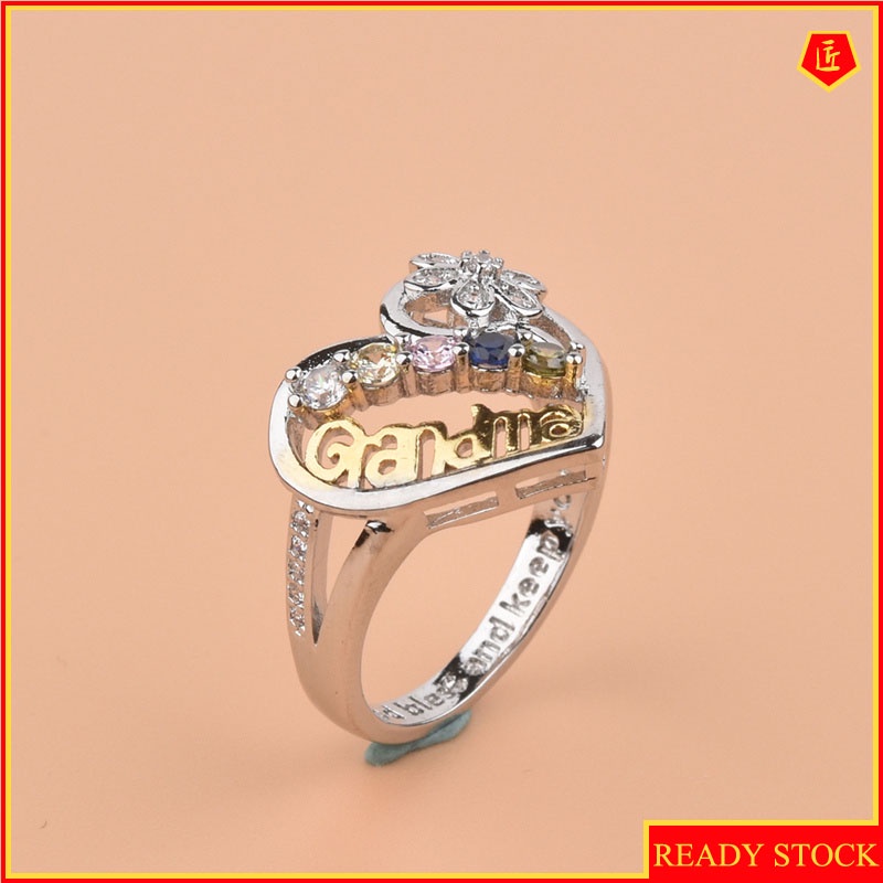 [Ready Stock]925 Silver Color Separation Diamond Heart-Shaped Ring