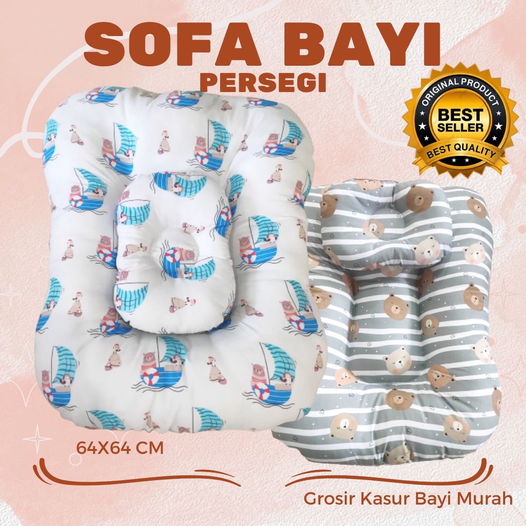 PROMO Sofa Bayi Baru Lahir Newborn Untuk Tidur Belajar Duduk Lengkap Set Bantal Motif Model Terbaru 