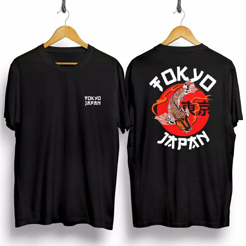 Fourfashion Kaos Pria Kaos Distro TOKYO JPN KOI Black CN838