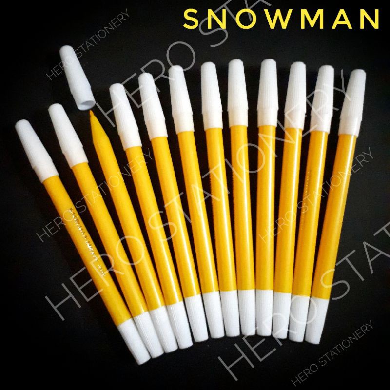 

Spidol snowman marker kuning yellow . 12 unit