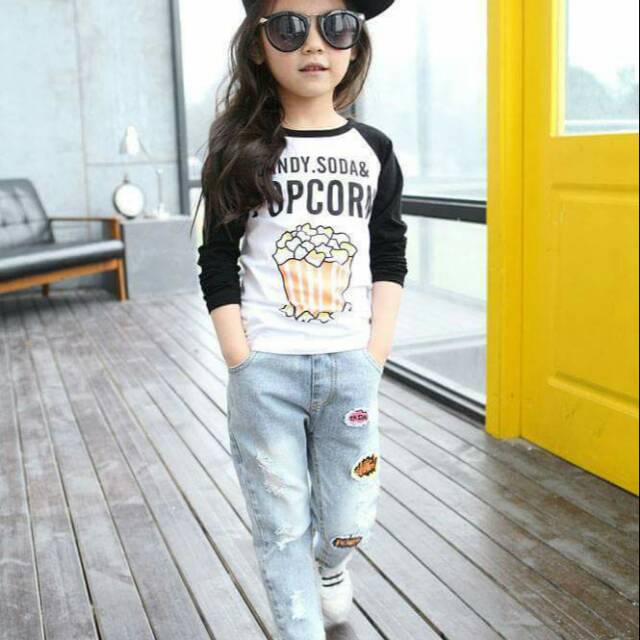celana jeans sobek-sobek anak cewek