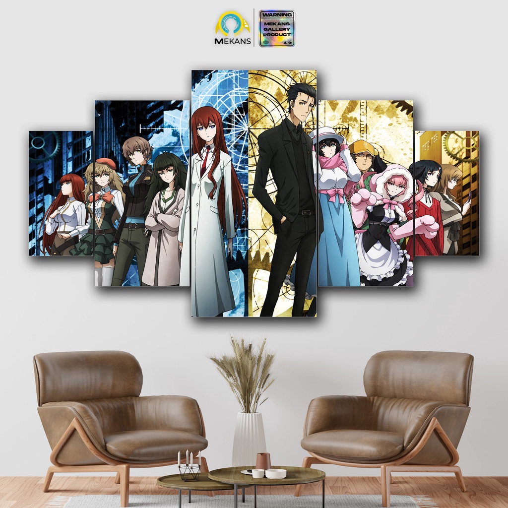 MEKANS 1 SET  Pajangan Hiasan dinding STEINS GATE 5pcs  Poster Kayu Wall Decor