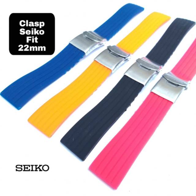 22mm Waterproof Silicone Rubber Watch Strap Band Deployment Buckle Seiko