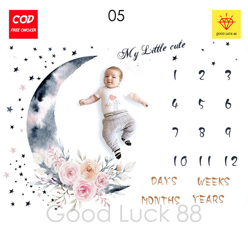 Selimut Bayi Kalender Bulanan Untuk Backdrop Foto Dokumentasi Size Jumbo 1m X 1,4m