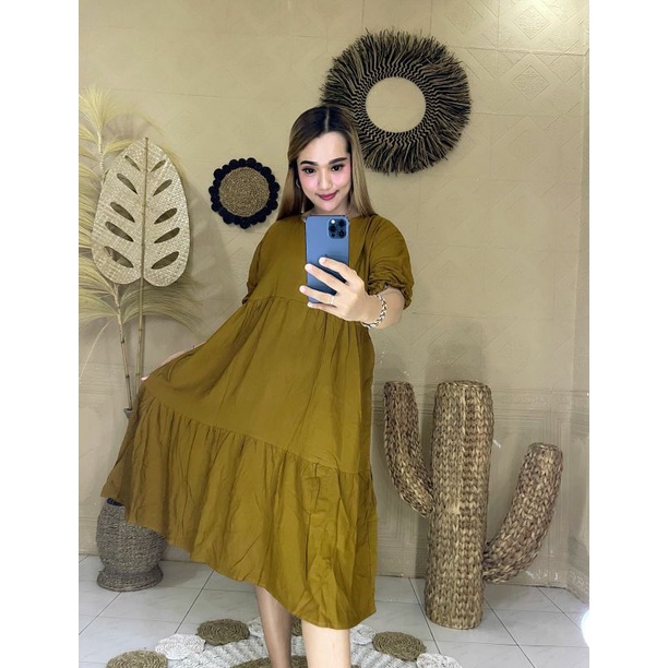 DRESS SUSUN REMPEL KRIWIL KERUT / MIDI DRESS REMPEL