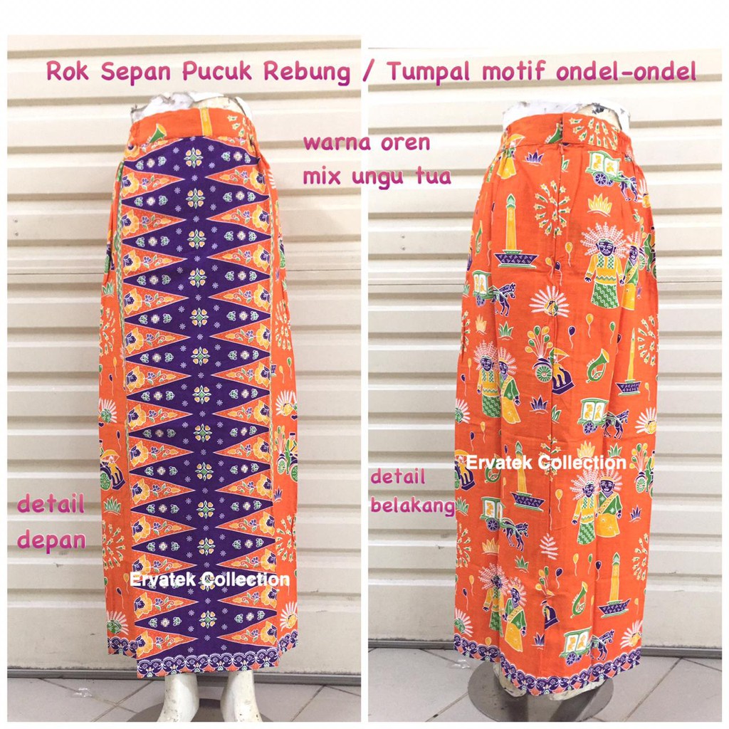 Rok Tumpal Sepan Ondel Betawi ST04 Panjang S-5L / Bawahan Batik Rok Pucuk Rebung / Seragam Kerja