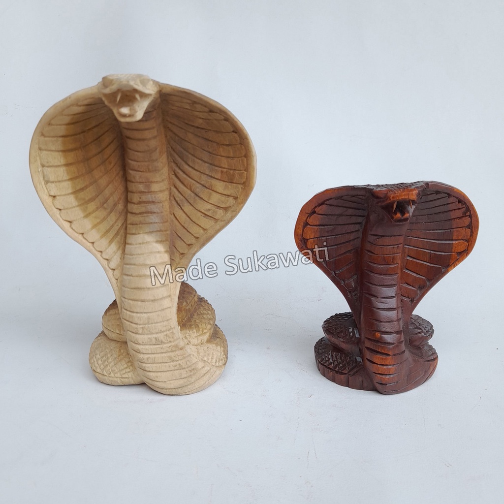 Patung kayu ular Cobra kerajinan tangan hiasan dekorasi handmade bali