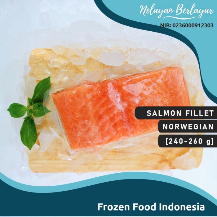 

Ikan Salmon Fillet Premium Frozen / Salmon Premium Fillet Beku [250g] - Nelayan Berlayar
