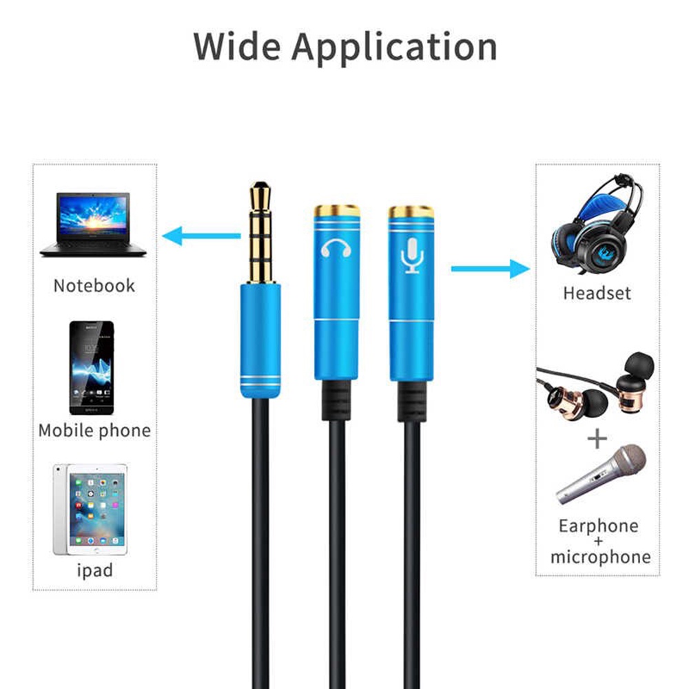 Kabel Adapter Extension Splitter Headphone 3.5mm Bahan Metal Untuk Handphone / Komputer / Speaker