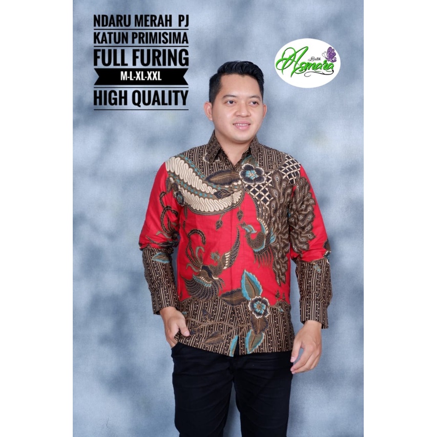 NDARU MERAH ASMARA BATIKSOLOAMANAH KEMEJA BAJU BATIK PRIA SOLO LENGAN PANJANG PENDEK LAPIS FURING ATASAN BATIK PREMIUM MODERN KATUN HALUS KEMBANG PAGER KAWIJAYAN COKLAT ABISENA COKLAT ANTASENA BIRU MAHABARATA KAWIJAYAN HIJAU PEKSI TRUNTUM BIRU NDARU MERAH