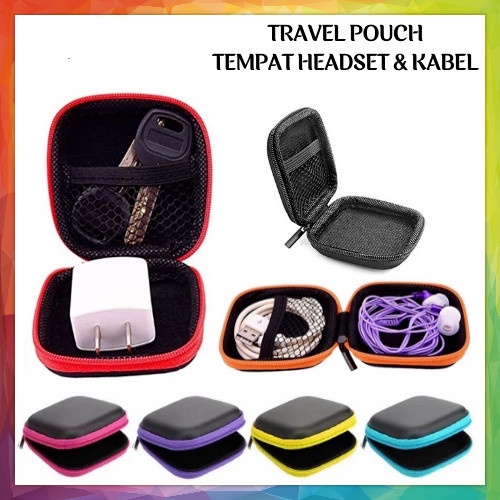 Tempat Dompet Pouch Wadah Dompet Pelindung Earphone Flashdisk Kabel Multifungsi