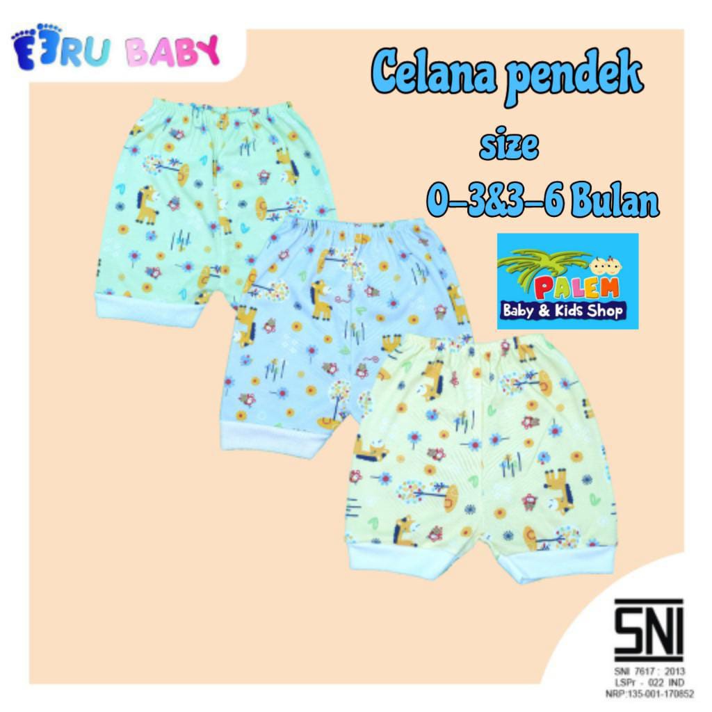 eeru baby celana pendek 3in1 warna untuk usia 0-3 bulan dan 3-6 bulan