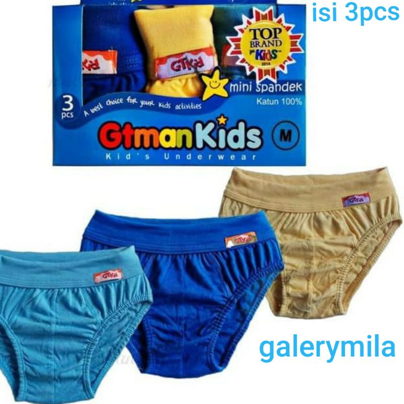 [ 3 pcs ] CELANA DALAM GT MAN KIDS/ CD gt man 708 KIDS BIRU
