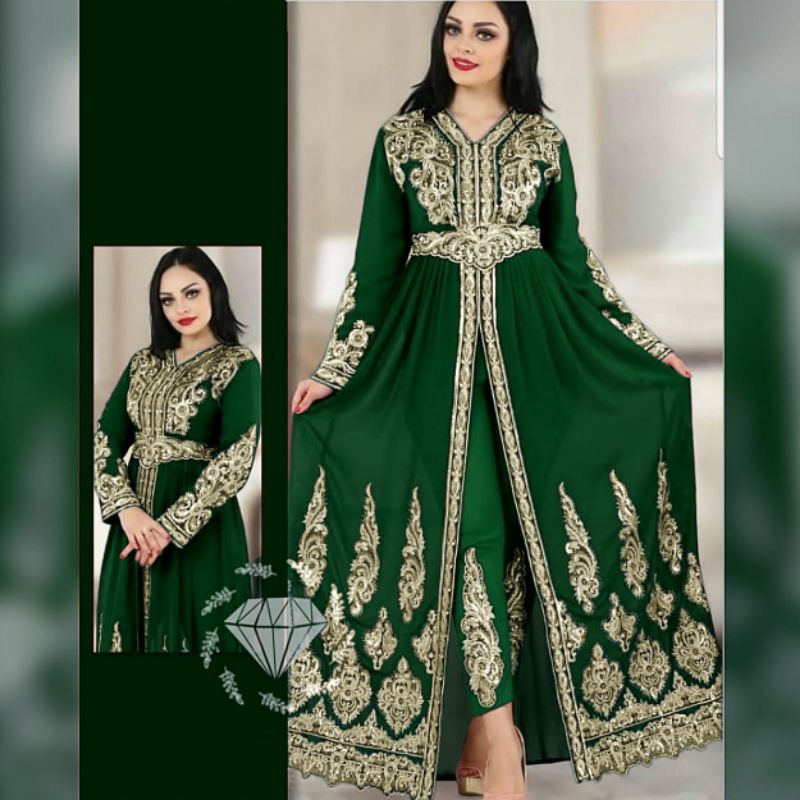 SET JAIPUR PAKAIAN WANITA FASHION STELAN ATASAN MAXY DAN CELANA MOSCREPE BORDIR ASLI