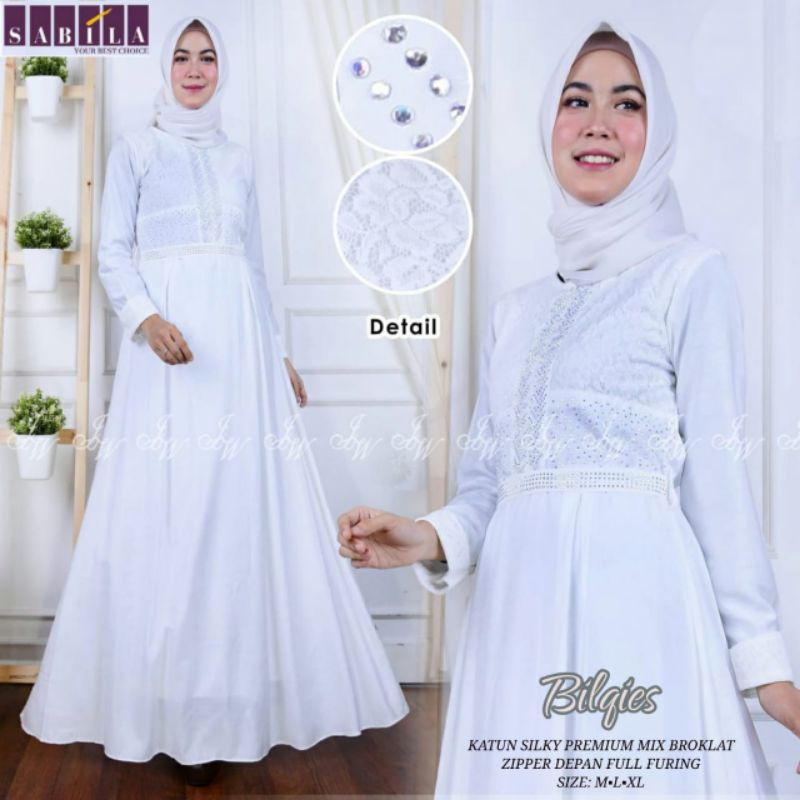Bilqis Dress Putih Premium Original by Sabila
