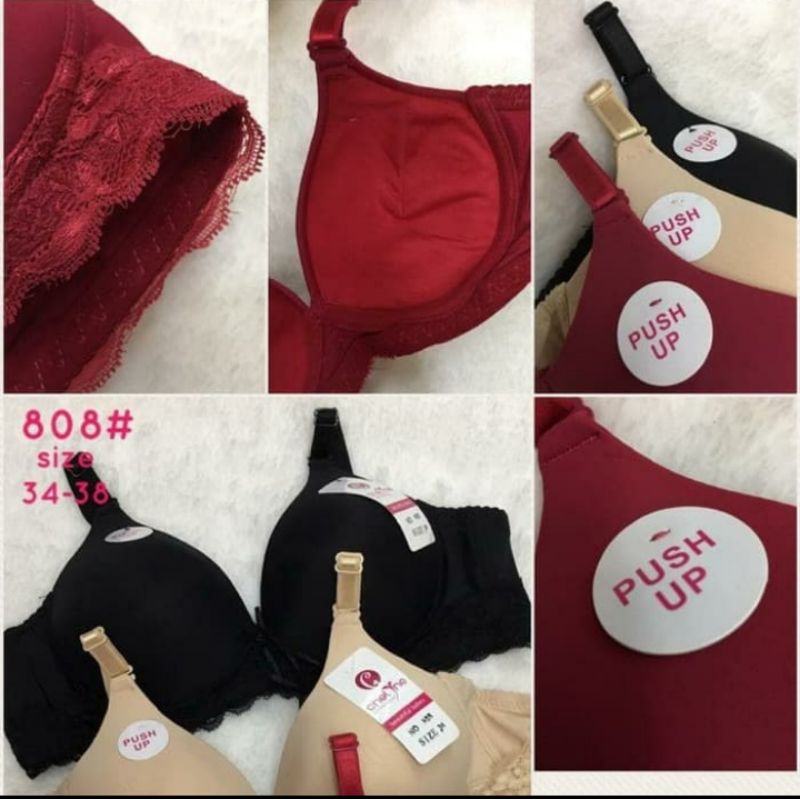 Bra / BH Push Up tanpa kawat busa sedang / tebal  Chelyne 808 Ukr 38 Merah