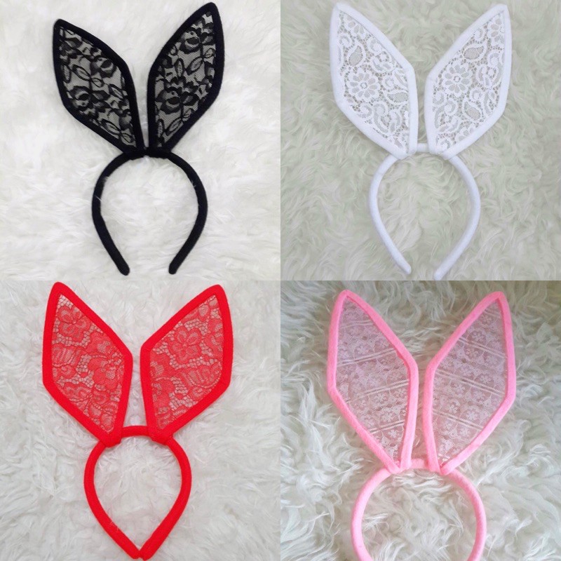 Bando Kelinci Renda Lace Halloween BridalShower -Kostum Halloween Bunny Lace