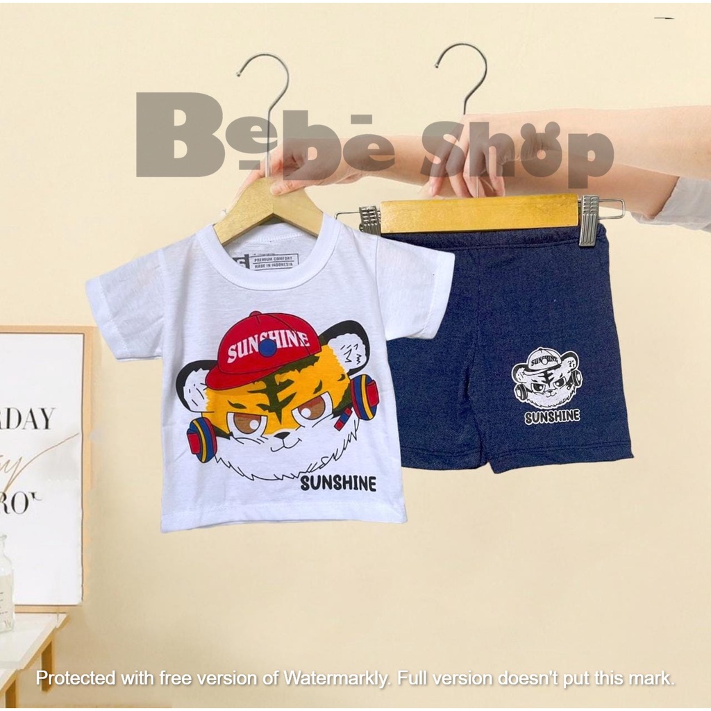 Setelan anak  laki-laki dan  permpuan  motif Kartun Little camper   usia 0 sampai 2 tahun bahan katun PE