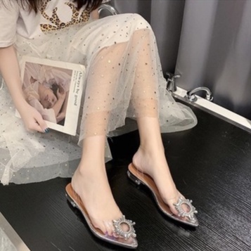 sendal transparant hak kaca wanita import sandal bening elegent kekian model terbaru sd 074
