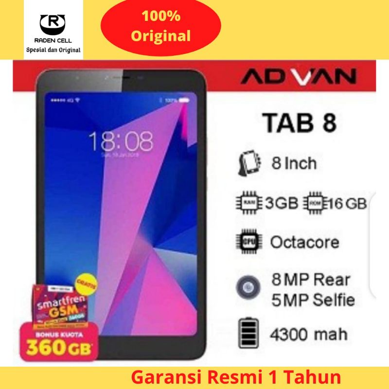 Advan Tab 8 Ram 3/16 GB Tablet 8 Inch Tablet 4G Murah Tab 4G Murah Garansi Resmi