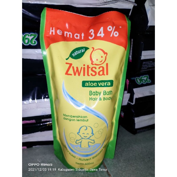 Zwitsal Aloe Vera Baby Bath Hair &amp; Body 600ml