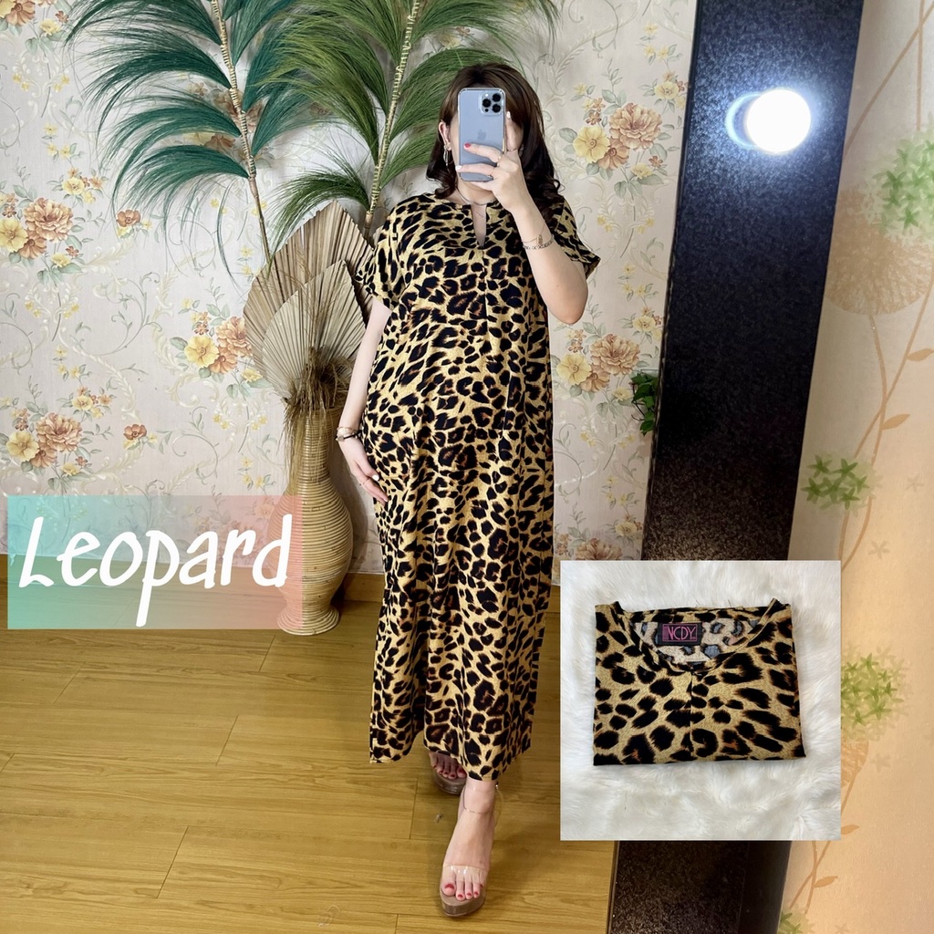 PART1 NCDY HOMEWEAR DASTER PANJANG SEMATA KAKI LD 130cm BUSUI FRIENDLY JUMBO-Leopard