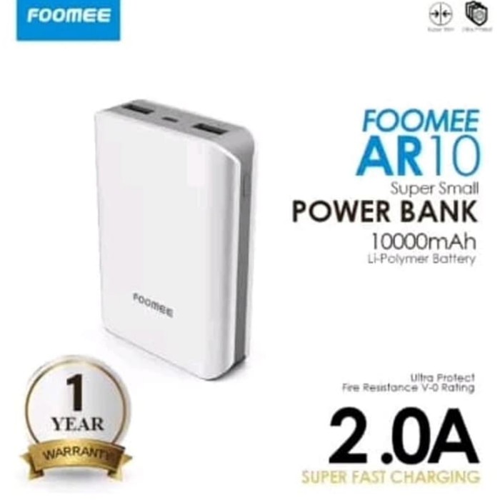 Powerbank Foomee AR10 Mini 10000Mah Dual USB Output Fast Charging 2.4A