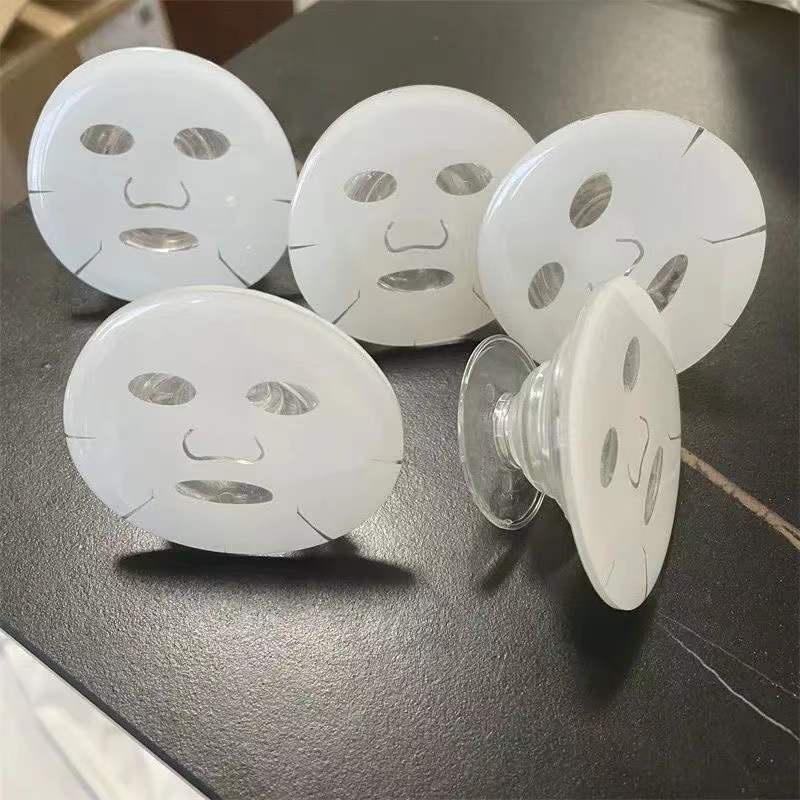 1Pc Ins Style Facial Mask  Shaped Transparent Mobile Phone Airbag Bracket Desktop Phone Holder Stand Pop Socket Phone Grip