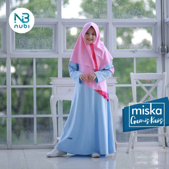 NuBintang - Set Gamis Kaos Anak Bonus Hijab - Gamis Daily Anak Perempuan