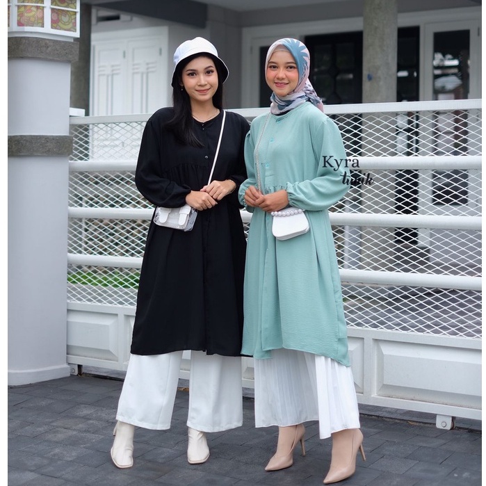 RINN MIDI DRESS || KYRA TUNIK tunik dzuvia KYRA TUNIK | ATASAN WANITA TUNIK JUMBO BUSUI FRIENDLY LD 