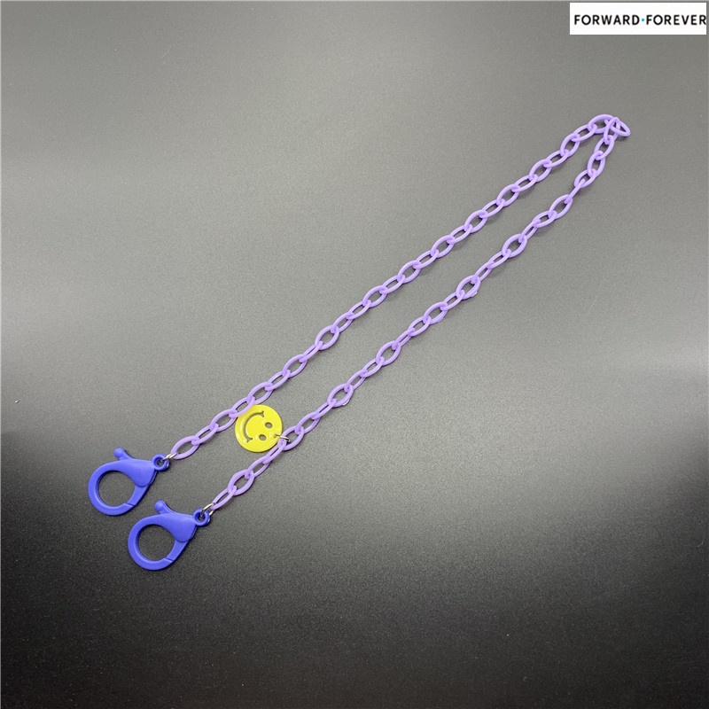 Fashion all-match smiley face pendant acrylic mask chain children adult mask anti-lost chain M60054