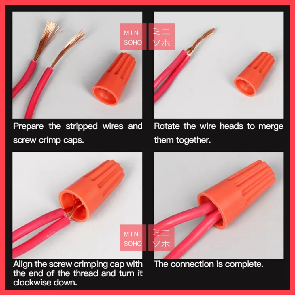 Lasdop Putar 1P / 2P / 3P / CE-1X / CE-2X / CE-5X Wire Connector Crimping Cap Krimping Penyambung Kabel - Orange / Bening