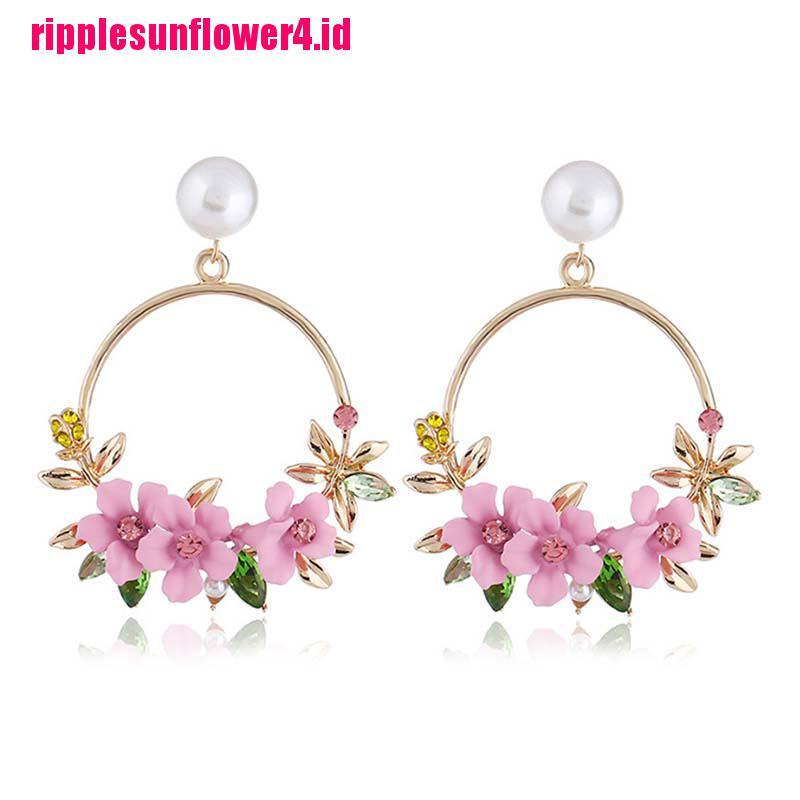 Anting Tusuk Gantung Desain Bunga Untuk Wanita