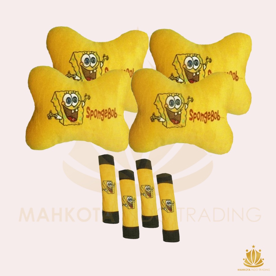 Bantal Jok Mobil Spongebob Set 8 PC / Bantal Leher Mobil Sponge Bob 8 PC PROMO MURAH