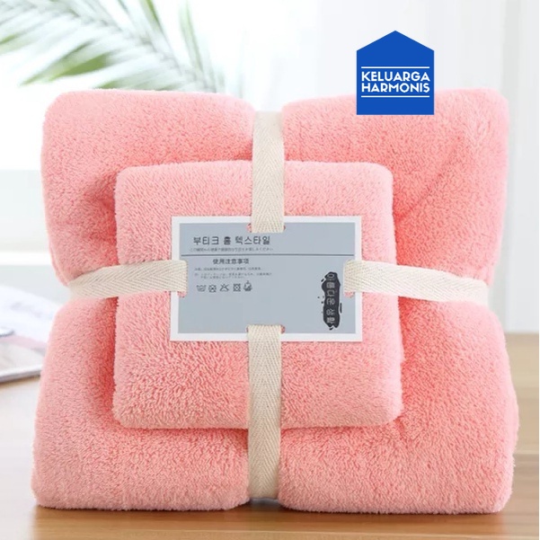 Handuk Mandi Set 2 in 1 Bahan MIcrofiber 70 Cm x140 Cm &amp; 35Cmx75Cm