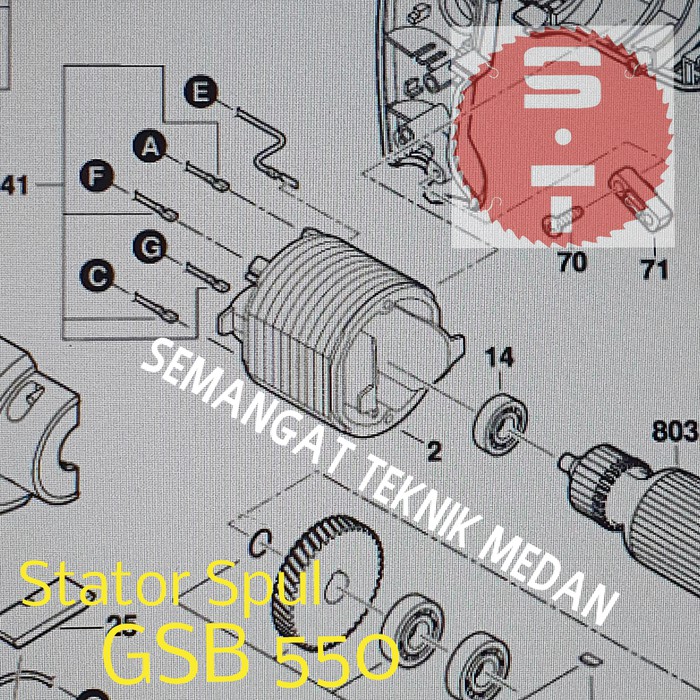 GSB550 STATOR SPUL BOR TANGAN IMPACT HAMMER DRILL 13MM BOSCH GSB 550