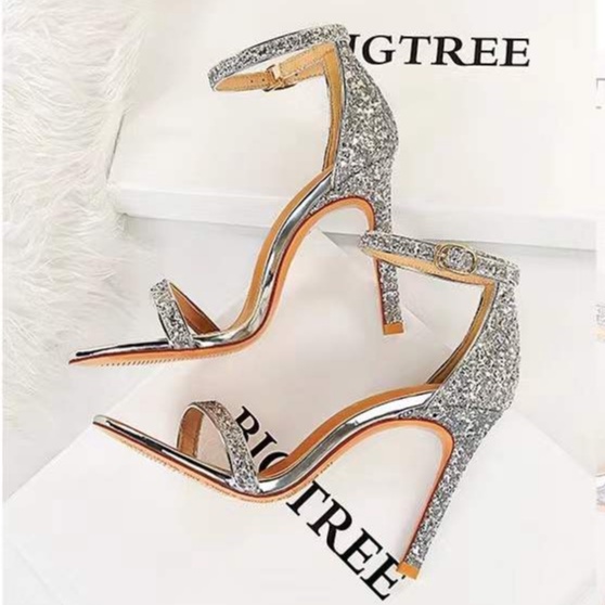 Premium Glitter Ankle Strap Open Toe Heels 5154 (36-40)