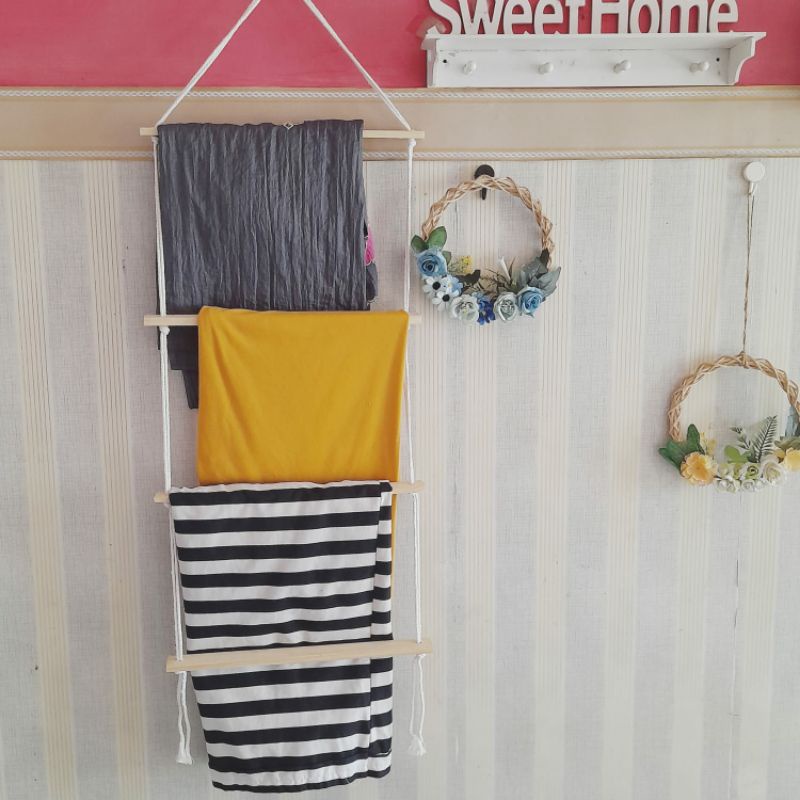 Ladder Hanger Rak Sajadah Mukena, Rak Gantung Sajadah Mukena Serbaguna Minimalis
