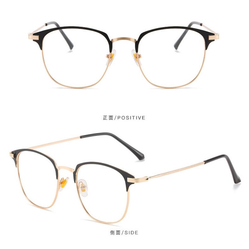 COD - Kacamata Lensa Photocromic Model Kotak Pria Wanita Frame Besi Alloy Photochromic Fotokromik-KT2 - HitamGold