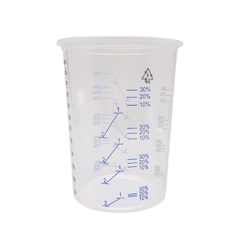 SIY  50Pcs Disposable Clear Graduated Plastic Mixing Cups for Paint UV Resin Epoxy 20 Oz 600ml Measuring Ratios 2-1 3-1 4-1