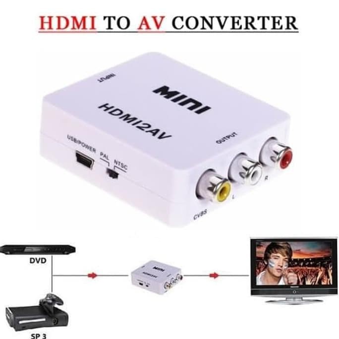 BISA COD Kabel HDMI TO HDMI 1.5 Meter 3 Meter 5 Meter Serat Jaring High Quality - CONVERTER HDMI TO AV / RCA MINI BOX HDMI2AV - KABEL HDMI TO RCA LAPTOP KE TV TABUNG CONVERTER MINI BOX HDMI TO RCA