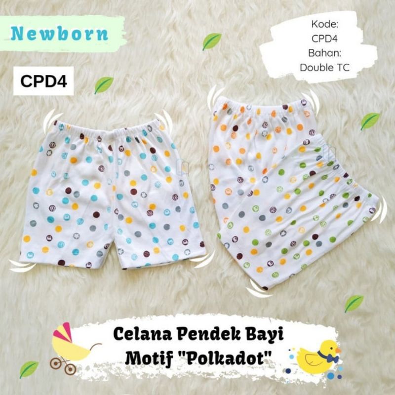 12 Pcs Celana pendek bayi motif polkadot SNI